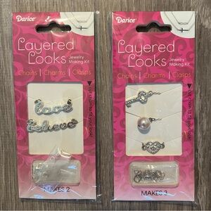 NWT Darice Layered Looks Jewelry Making Kit Love Believe Key Pearl Heart 2 Packs